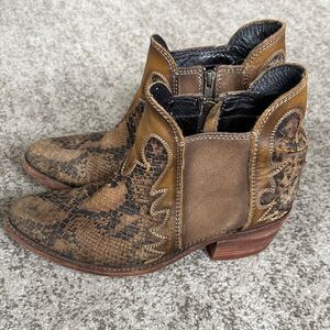Liberty Black Uma Python Embossed Suede Cowboy Ankle Boots 9